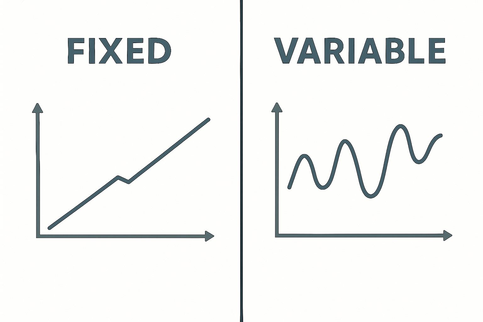 fixed rate graph next to a variable rate graph